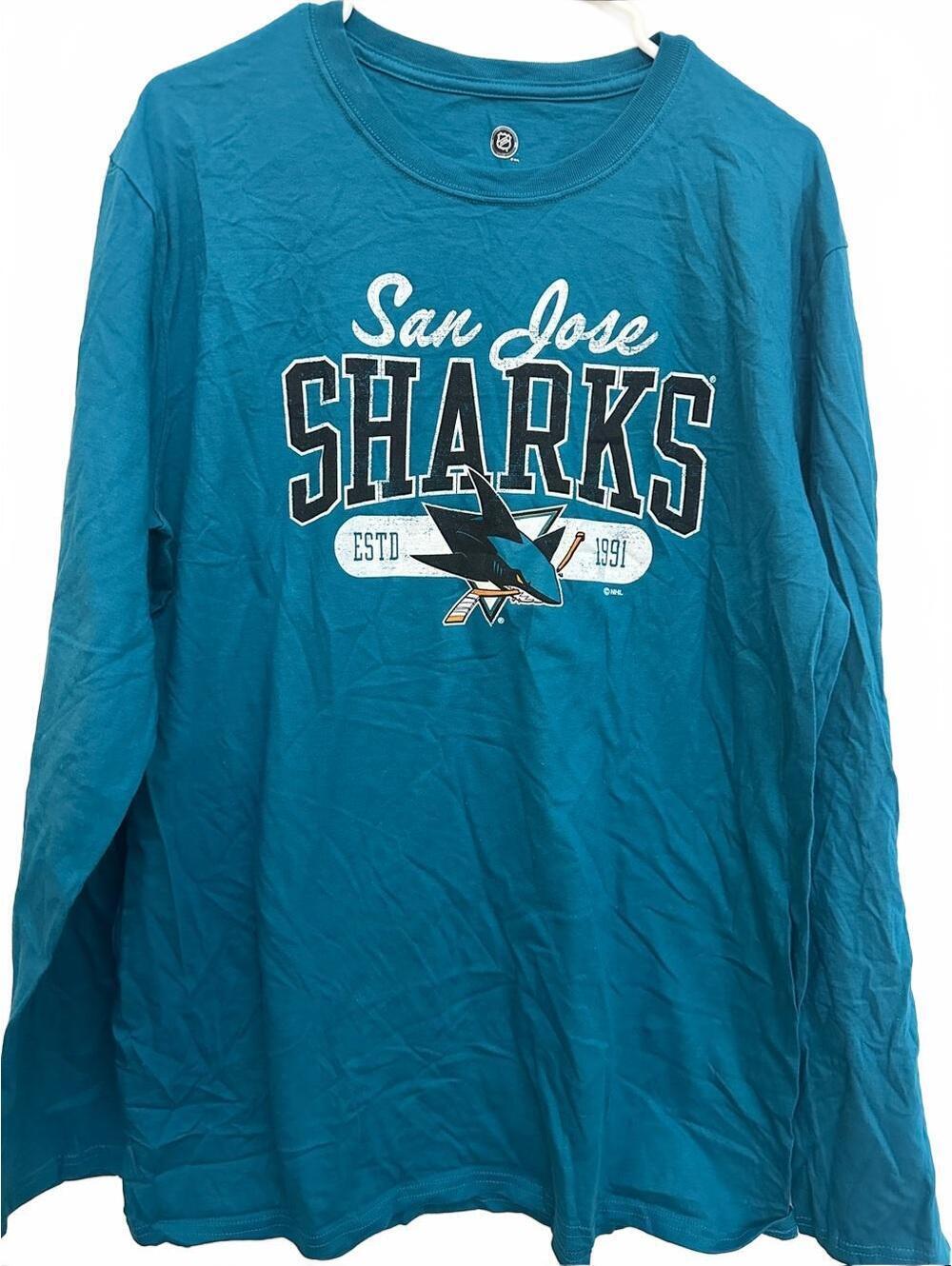 NHL San Jose Sharks Long Sleeve Teal Graphic Tee
